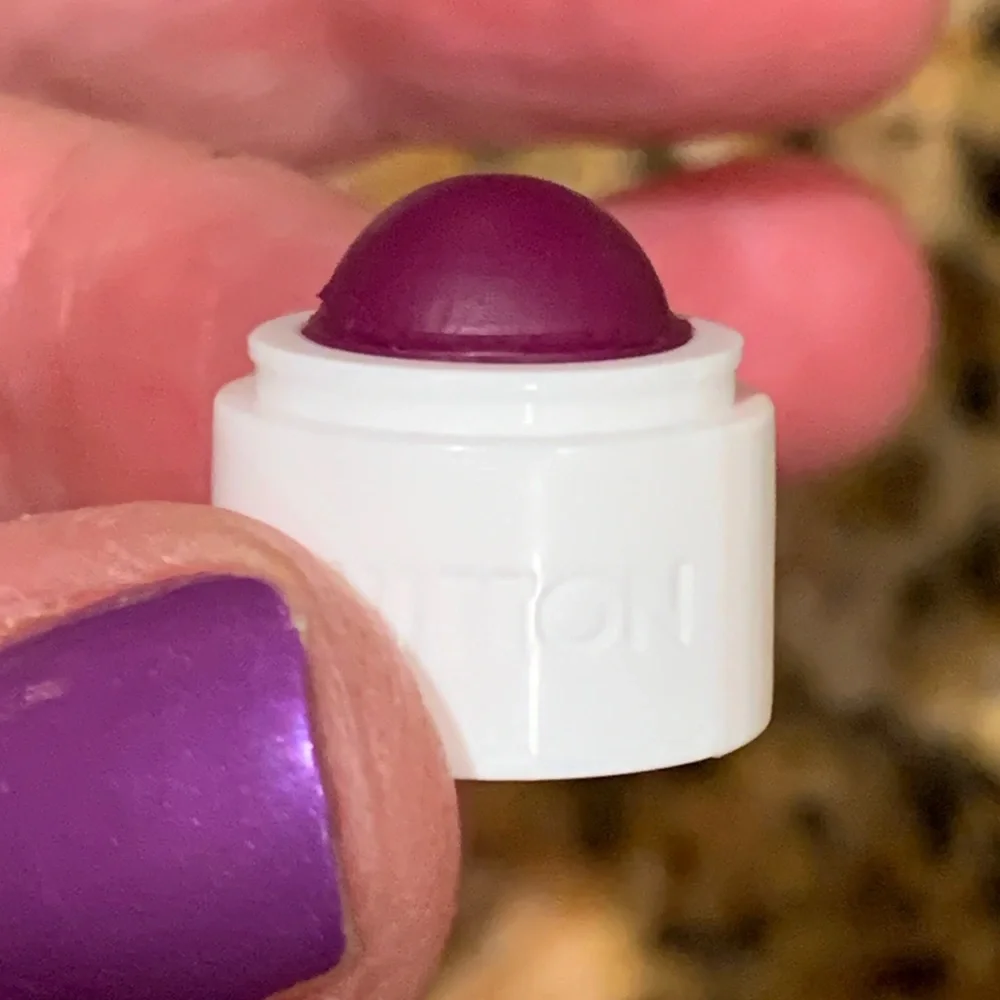 Small size authentic Louis Vuitton purple lipstic with LV bag
